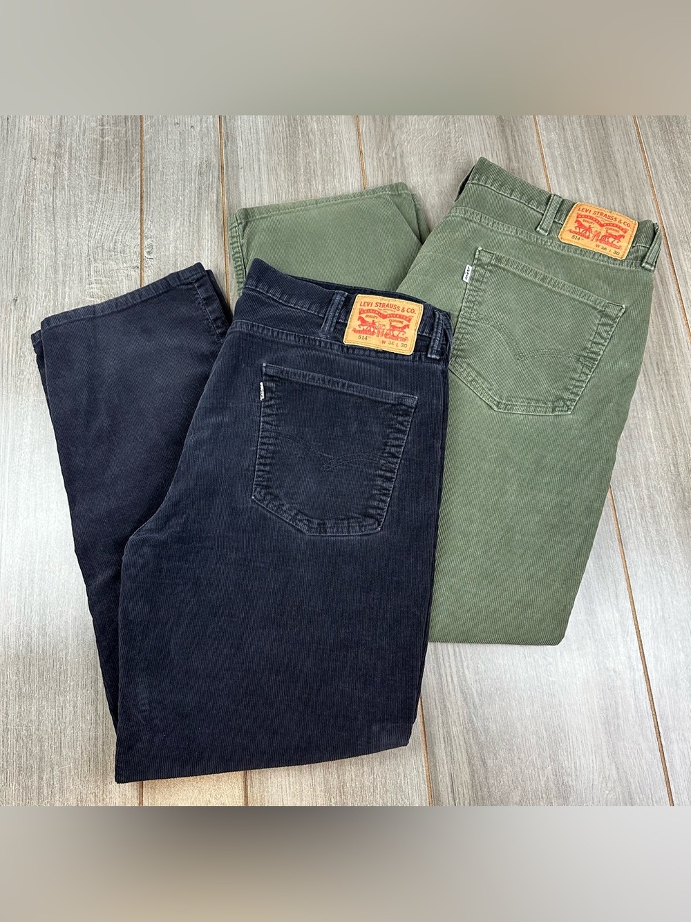 Levis 514 Corduroy Jeans 38x30 (Lot of 2) Green Black *flaw